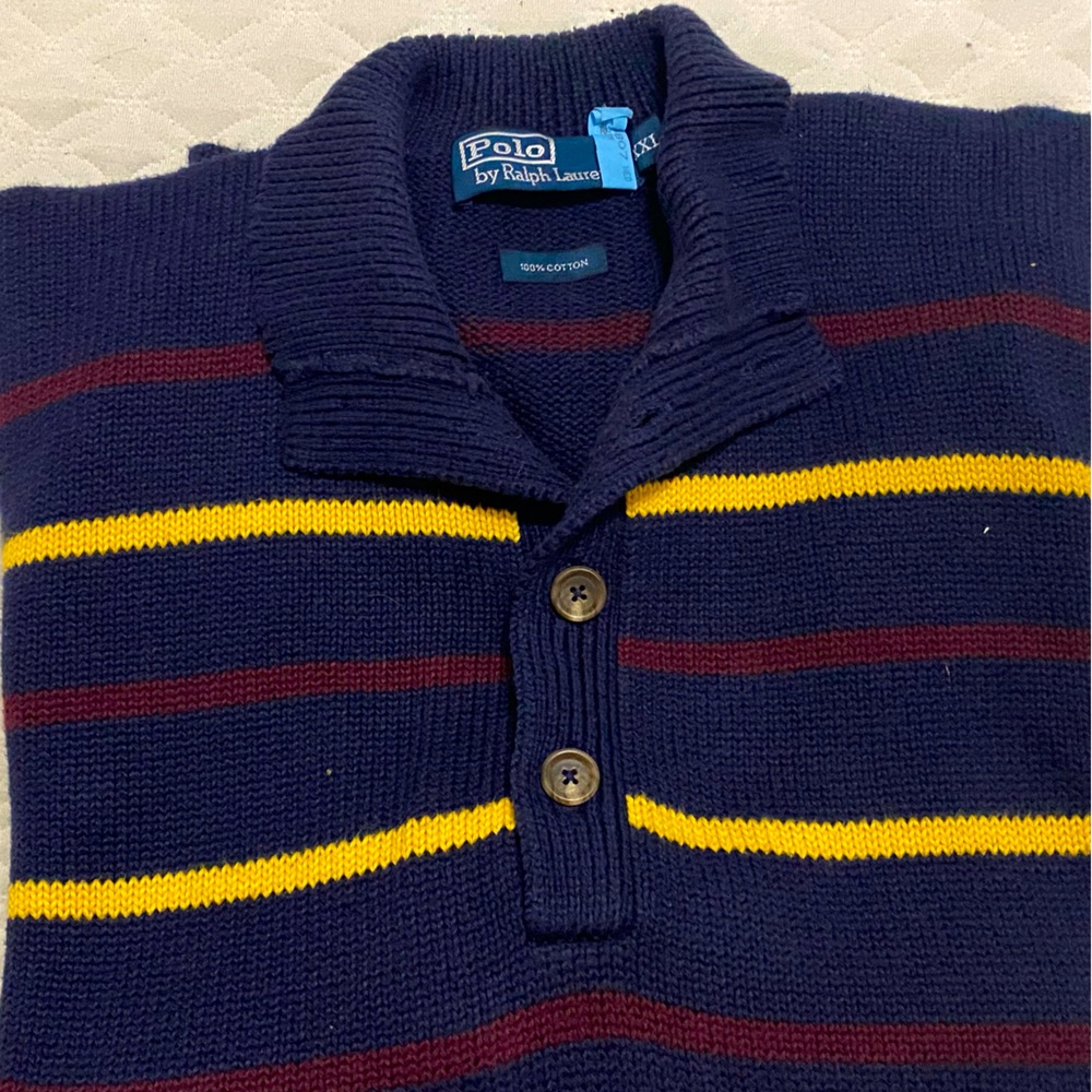 Men’s blue polo by Ralph Lauren cotton sweater XXL